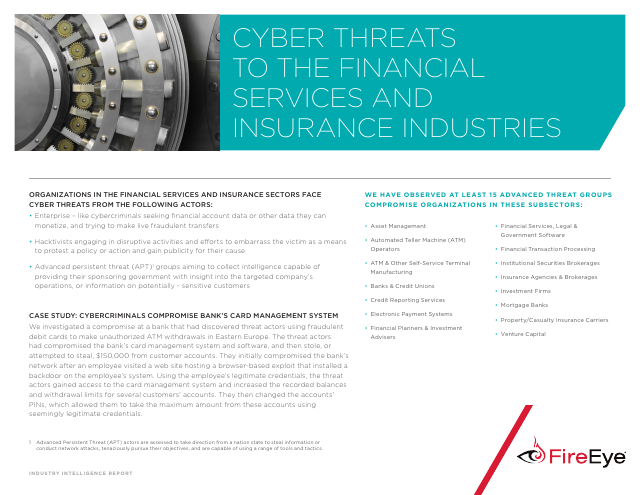 image from Cyber Threats To The Financial Services And Insurance Industries