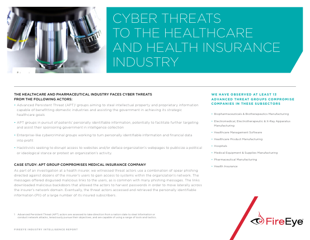 image from Cyber Threats To The Healthcare And Health Insurance Industries