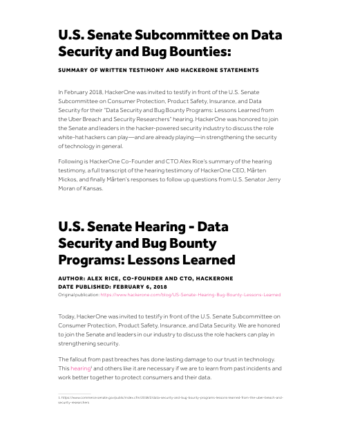 image from US Senate Subcomittee On Data Security And Bug Bounties