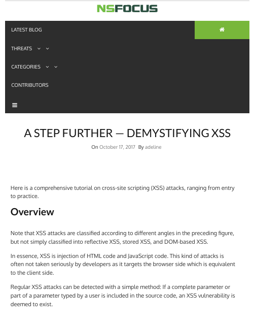 image from A Step Further - Demystifying XSS