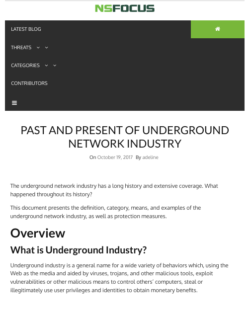 image from Past And Present Of Underground Network Industry