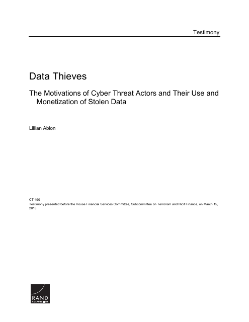 image from Data Thieves: The Motivations Of Cyber Threat Actors And Their Use And Monetization Of Stolen Data