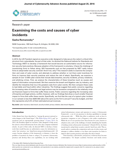 image from Examining The Costs and Causes of Cyber Incidents
