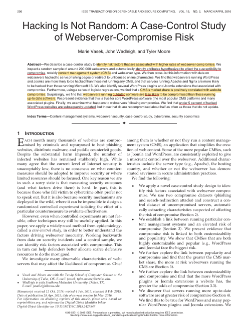 image from Hacking Is Not Random:A Case Control Study of Webserver Compromise Risk