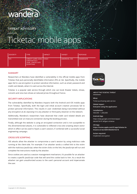 image from Threat Advisory: Ticketac Mobile Apps