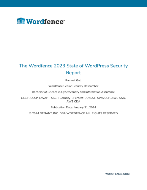 image from The Wordfence 2023 State of WordPress Security Report 